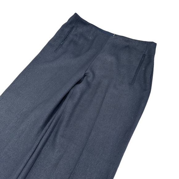 Elie Tahari wide leg shimmer knit woven slacks smokey blue elastic waist size 12 - Picture 4 of 16